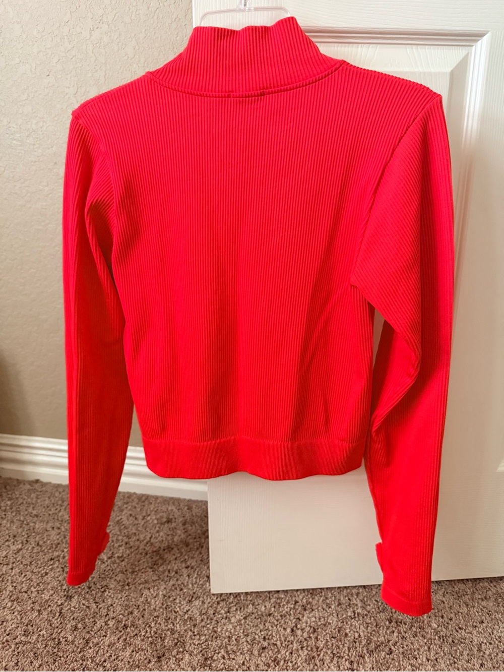Red Ribbed Zip-Up Jacket - Picture 4 of 4